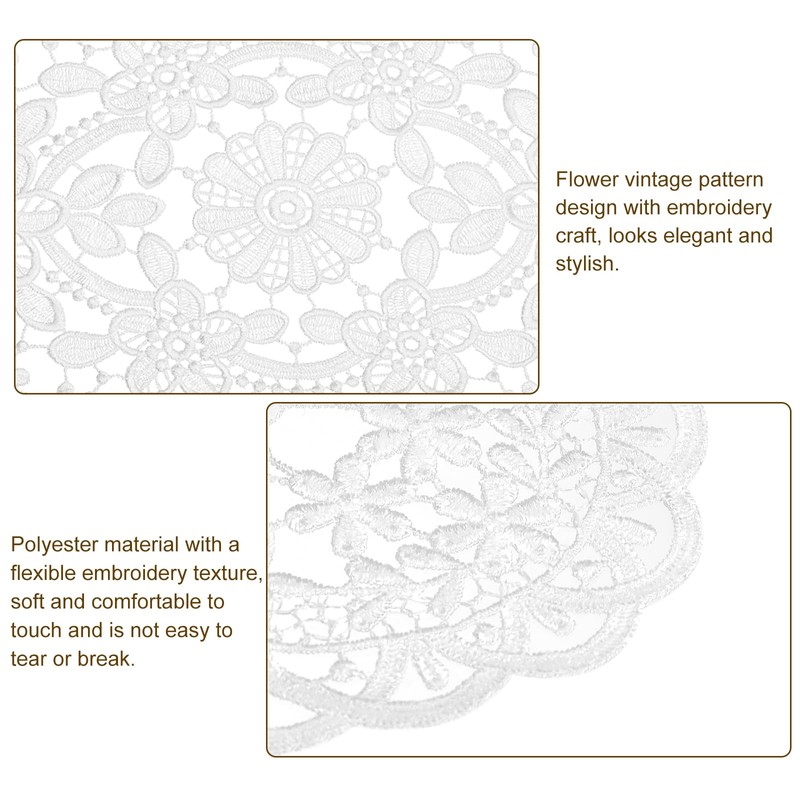 sourcing map 2Pack Retro Lace Placemat 12x18-in Oval Embroidered Table