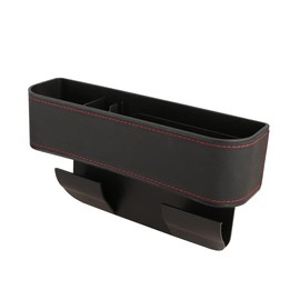 JEYODA Organizador de espacio para asiento de coche, organizador de asiento delantero, paquete de 2 cajas de almacenamiento laterales de consola automática con portavasos, organizadores de coche y almacenamiento para sostener teléfono, anteojos de sol, p