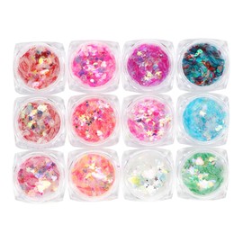 Beavorty 12pcs Moon Star Nail Sequins for Diy Manicure Decoration Unique Nail Art Supplies for Women Girls Lightweight Mixed Styles for Creative