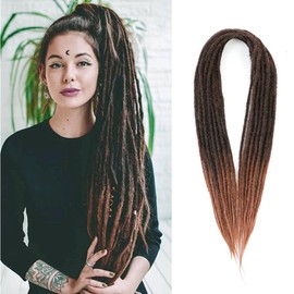Ajsowju Straight Dreadlock Synthetic Double Ended Dreadlock Extensions 20 inches 10 Strands Thin Soft DE Dreadlock Extension for Women (10 Strands, 1B/30)