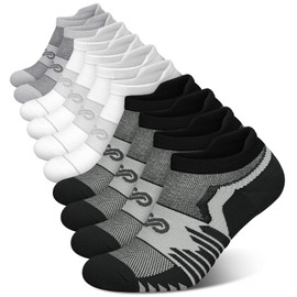 Mens Athletic Ankle Socks（5 Pairs）, Running Cushioned with Arch Support Blister Resistance