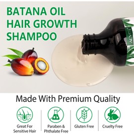 Batana Oil Hair Growth Shampoo, 300ml Hair Loss Shampoo for Thinning Hair for Women and Men, Herbal Thicker Fuller Hair Shampoo with Rosemary, Argan Oil & Onion Biotin, Hair Thickening Shampoo