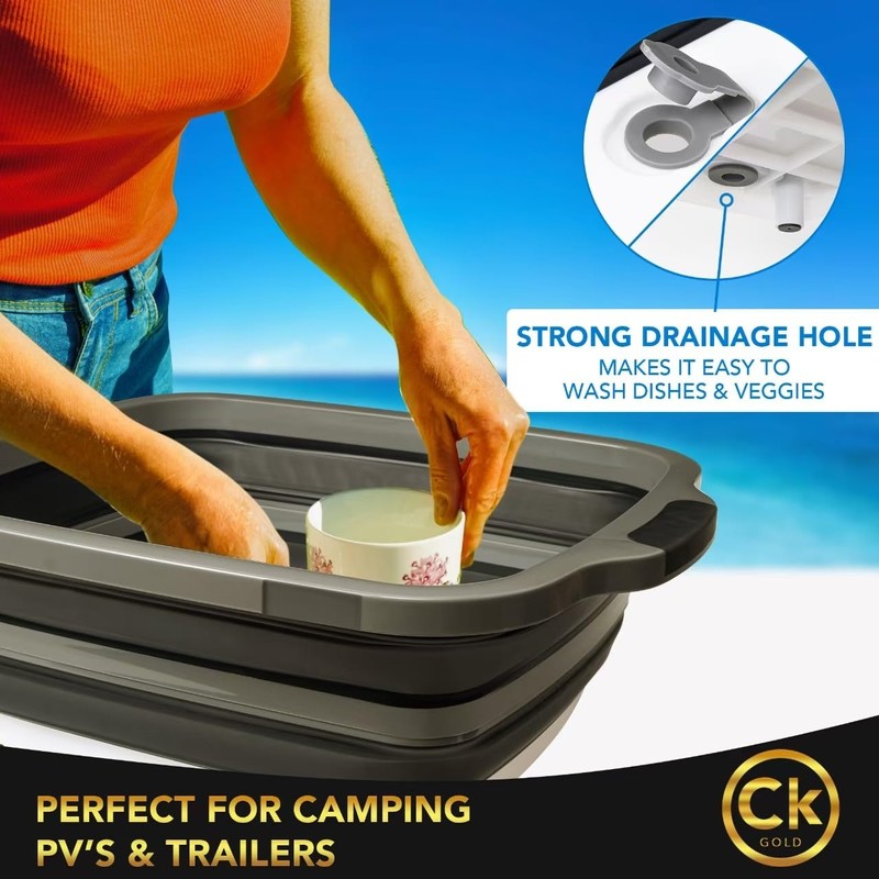 New LARGE Collapsible BBQ Prep Tub wtih LOCKING Lid &