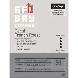 SF Bay Coffee DECAF French Roast 50 Ct Swiss Water Processed Dark Roast Compostable Coffee Pods, K Cup Compatible including Keurig 2.0