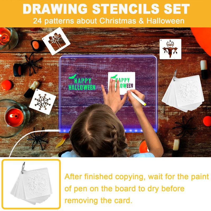 YUYIUS LED Acrylic Message Board, Light Up Acrylic Dry Erase
