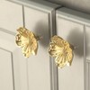 Mikikit 6 Pcs Brass Flower Drawer Knobs, Golden Cabinet Pull