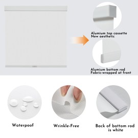 Persilux Window Shades Free-Stop Cordless Solar Roller Blinds Light Filtering Roller Shades (White, 30" W x 72" H) 5% Openness UV Protection Glare Control View Through Solar Shades for Windows Home