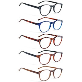 NORPERWIS NORPERWIS 5 Pairs Reading Glasses - Standard Fit Spring Hinge Readers Glasses for Men and Women (5Color, 5.0, x)