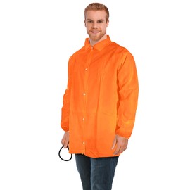 ABC Orange Disposable Lab Jackets for Adults, Medium. Pack of 30 Polypropylene Disposable Jacket Lab Coat with Elastic Wrists, Snap Front, Collar. Durable Lightweight Disposable Medical Jackets