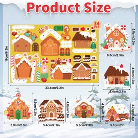 Make a Gingerbread House Stickers - 204Pcs DIY Christmas Stickers for Kids Toddlers Art Craft for Xmas Holiday Party Supply Water Bottle Envelopes Decor