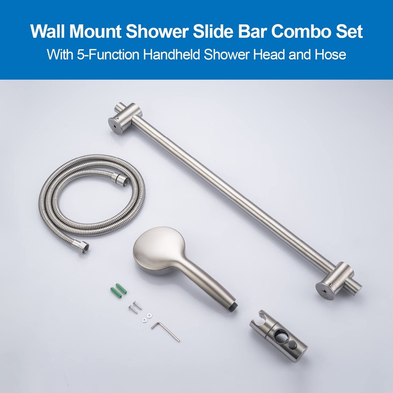 BANGPU Shower Slide Bar with Handheld Shower Head Combo 5-Function