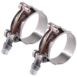Glarks 2Pcs 41-46mm Stainless Steel T-Bolt Hose Clamps Turbo Intake Soft Hose Intercooler Clamps