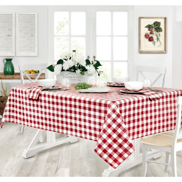 Home Bargains Plus Country Rustic Buffalo Plaid Cotton Fabric Tablecloth,