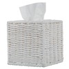 MyGift Decorative White Woven Square Tissue Box Holder with Easy