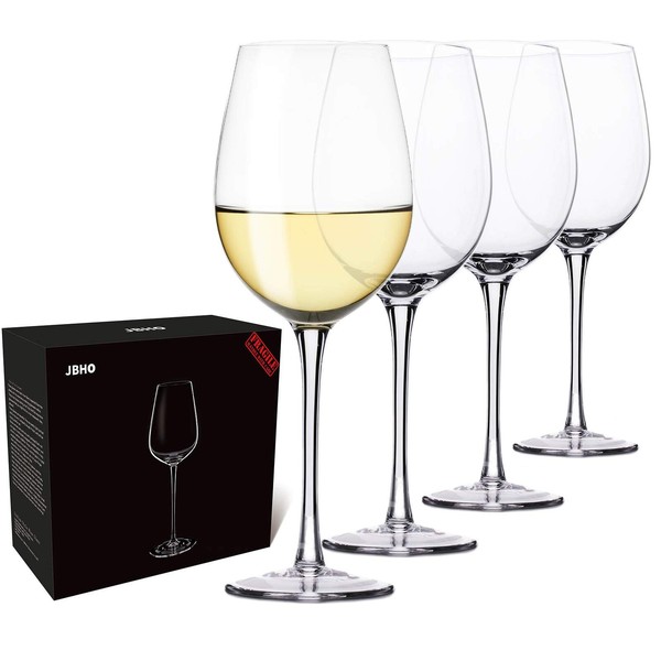 Hand Blown Italian Style Crystal White or Red Wine Glasses - Gift Packaging for Any Occasion - Lead-Free Premium Crystal Clear Glass - Set of 4-18 Ounce