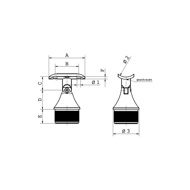 Cosch Edelstahl Adjustable pipe support with joint and support plate,