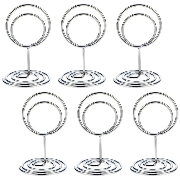 Dimeho 20 Pack Table Number Holders Silver Place Card Stands Small Wire Picture Holders Elegant Metal Menu Clips Decoration for Centerpieces Memo Photo Name at Wedding Anniversary Party