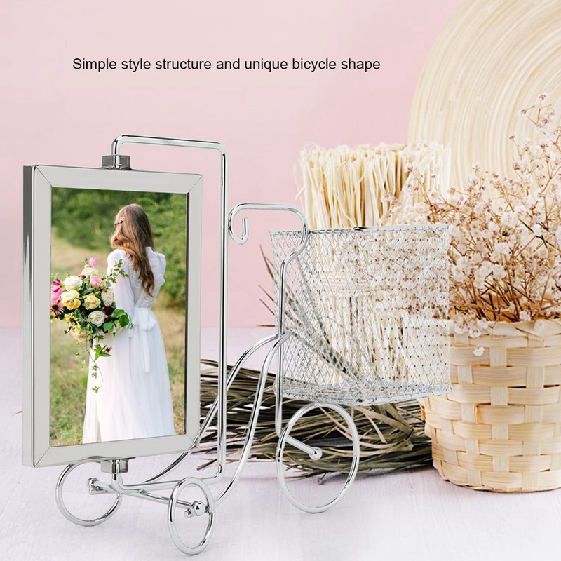 Unique Bicycle Shape Metal Picture Photo Frame Pen Holder Home