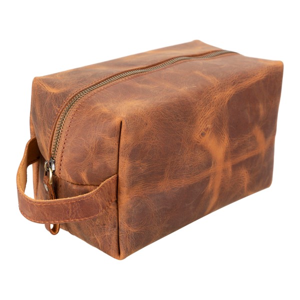 Solo Pelle Mondo Toiletry Bag / Travel Bag / Cosmetic Bag Made of Genuine Vintage Leather, Vintage Brown, Toiletry bag