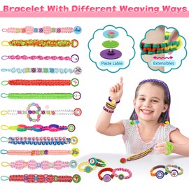 Friendship Bracelet Making Kit, Jewelry Making Kit for Kids 6+ Aged, String Bracelets Maker Craft, Gift for Kids to Make Art Crafts, Accessories including Colorful Strings, Rubber Band, Beads, Hairbands, Stickers