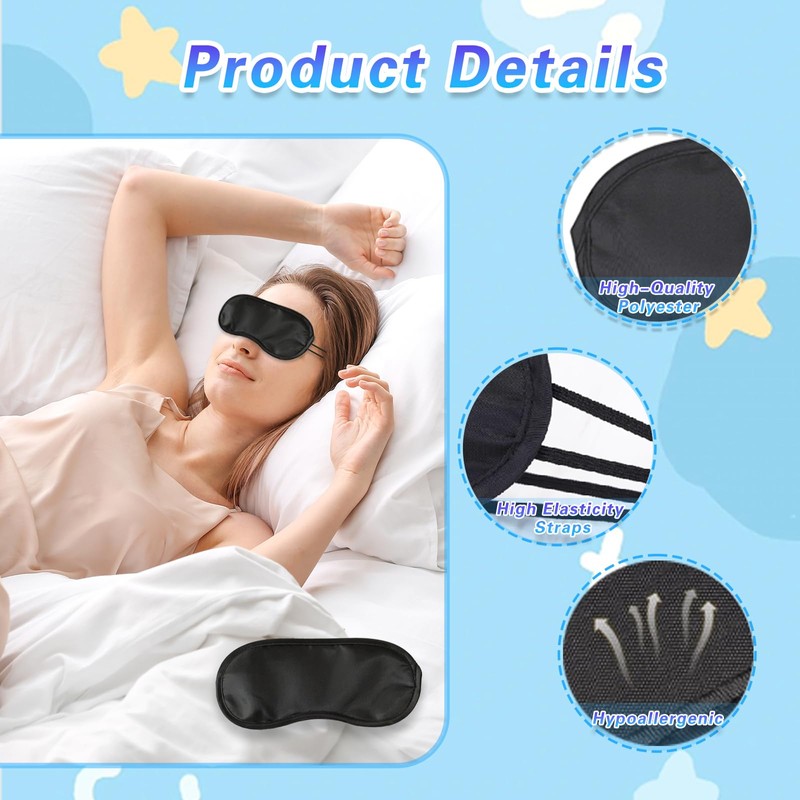 Oslynia 30 Pcs Eye Mask for Sleeping, Black Blindfolds Adults