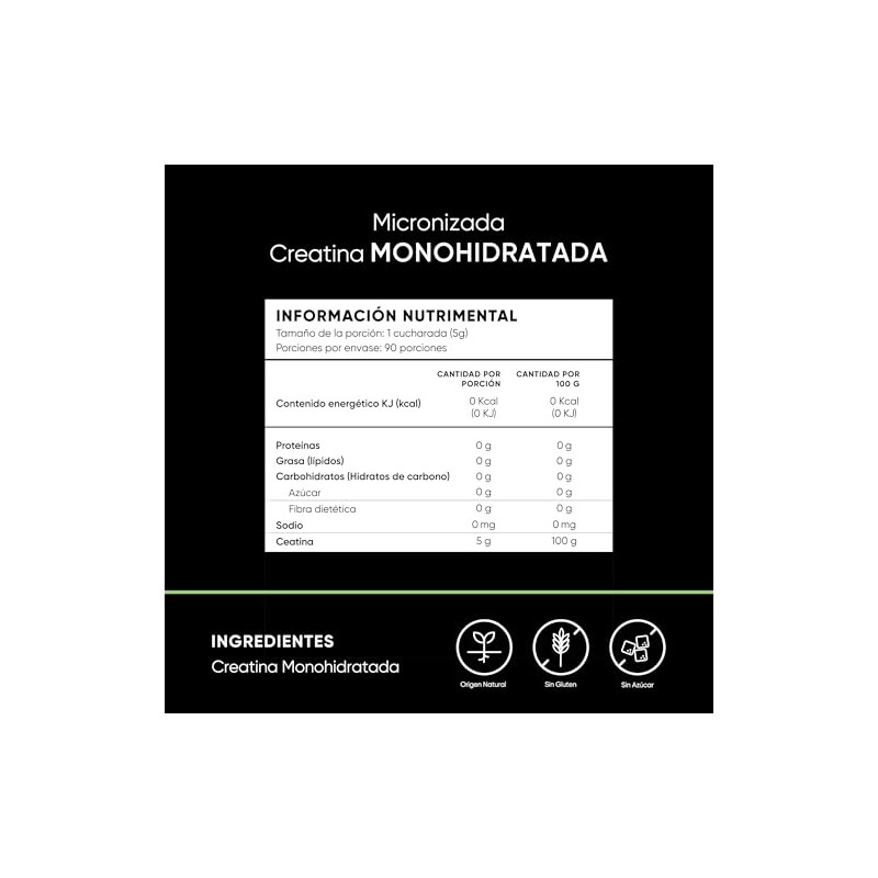 Creatina Monohidratada Micronizada de Alta Pureza | Sin sabor y
