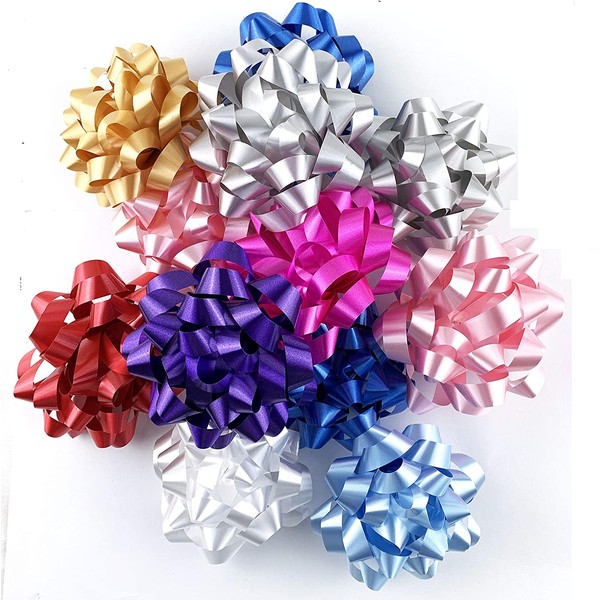 Worlds Assorted Mix Bright Confetti Bows,Gift Wrap Bows-Christmas Ribbon Gift Bows 4" Inch(12 Pack)