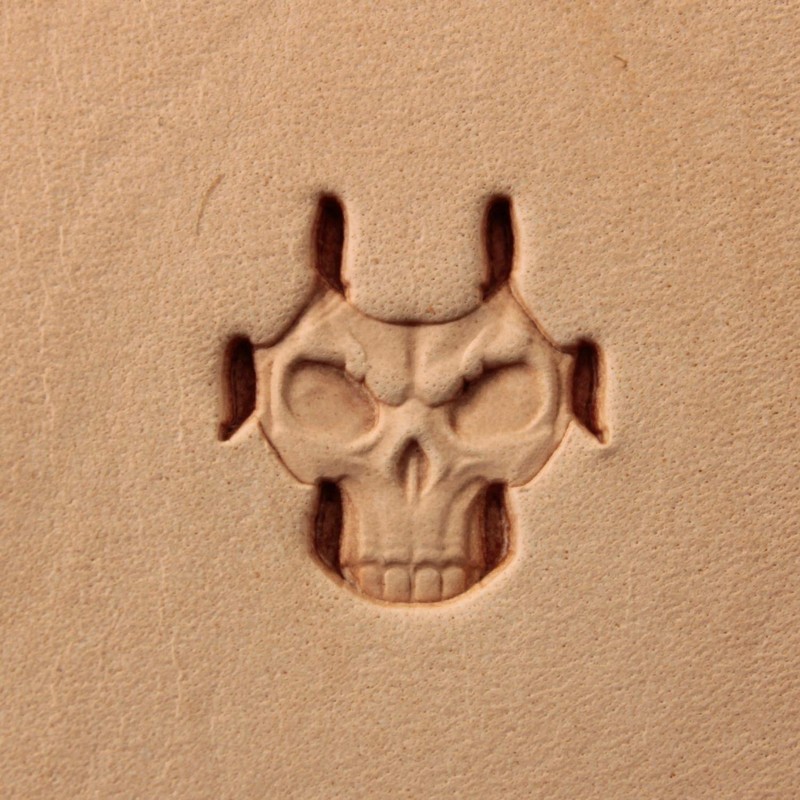 Sellos de piel con diseño de calavera, para tallar, herramientas