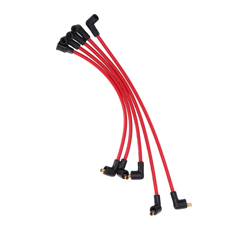 5Pcs 8mm Red Silicone HT Ignition Leads Spark Plug Wires
