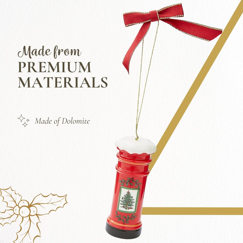 Spode Brit Post Box Ornament - Dolomite Holiday Decor with