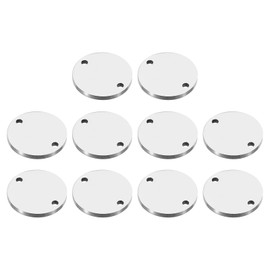 PATIKIL 12mm Steel Disc, 10Pcs Metal Stamping Blanks Tags Circle Round Pendants Metal Plate Connection Stainless Steel with 2 Holes for Laser Engraving Stamping Craft Name Tag, Silvery