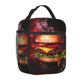 VANZEV Hamburger Lunch Box for Women Men, Insulated Lunch Box Reusable Portable Lunch Bag Cooler Tote Waterproof Lunch Container for Office Picnic Work Travel