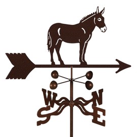 EZ Vane Mule Weathervane — Post Mount, Wind Cups, Antique Copper Finish, Steel with Durable Triple Powder Coating, Handcrafted in USA