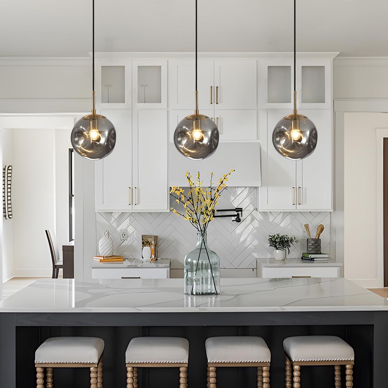 BOKT Mid Century Modern Gold Globe Pendant Lights Kitchen Island