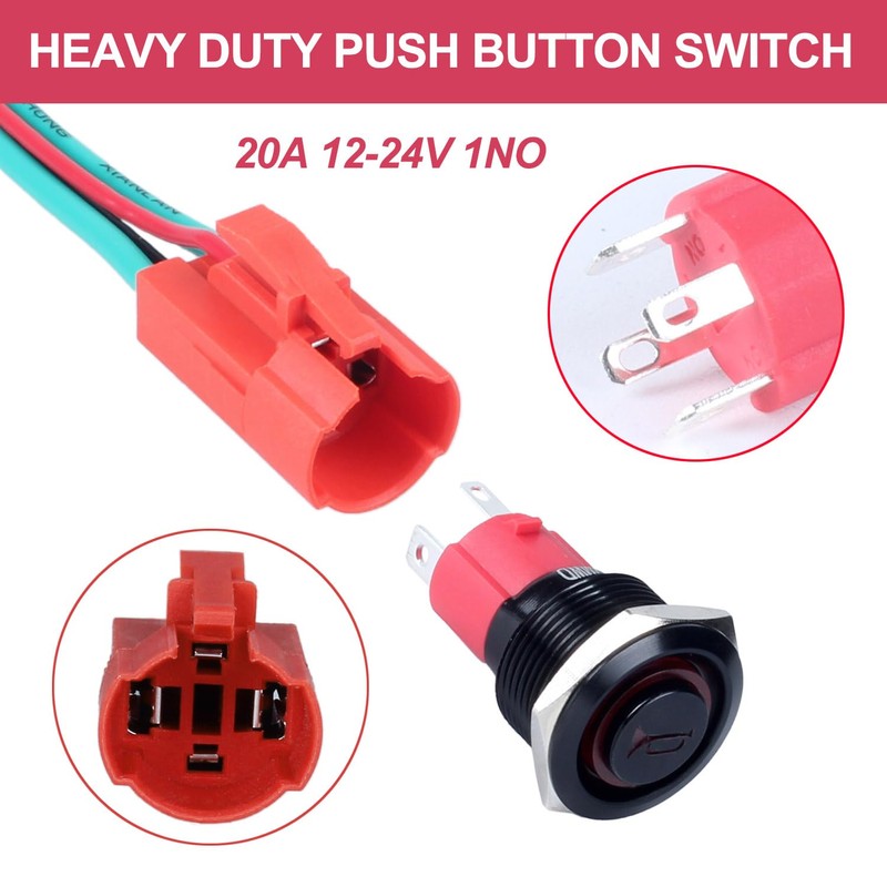 DMWD 19mm Horn Metal Push Button Switch Heavy Duty 20Amp