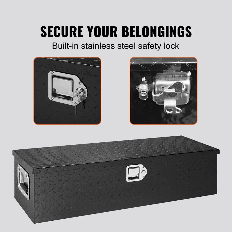 Aluminum Truck Bed Tool Box 39x13x10 Diamond Plate Design Side