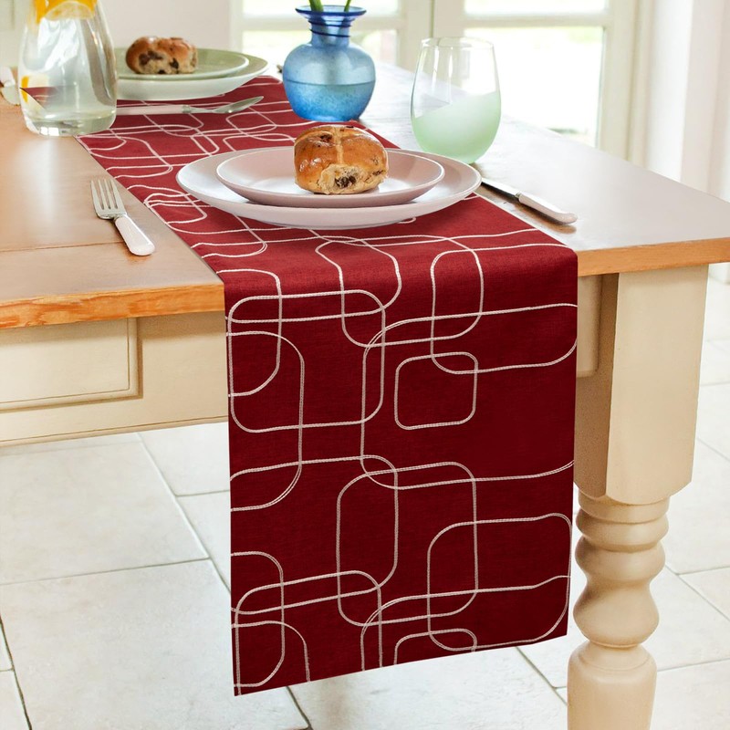 LLCUTESHOP Table Runner European Red 32x183cm,Thickened Handmade Embroidery Double Layer