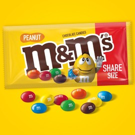 M&M'S Peanut Chocolate Candy Sharing Size 3.27-Ounce Pouch 24-Count Box