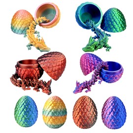 3D Printed Crystal Dragon Egg – Articulated Surprise Egg with Dragon Inside – Unique Fidget and Executive Desk Decoration Easter Basket Stuffers(Dargon egg-4pcs-9cm)