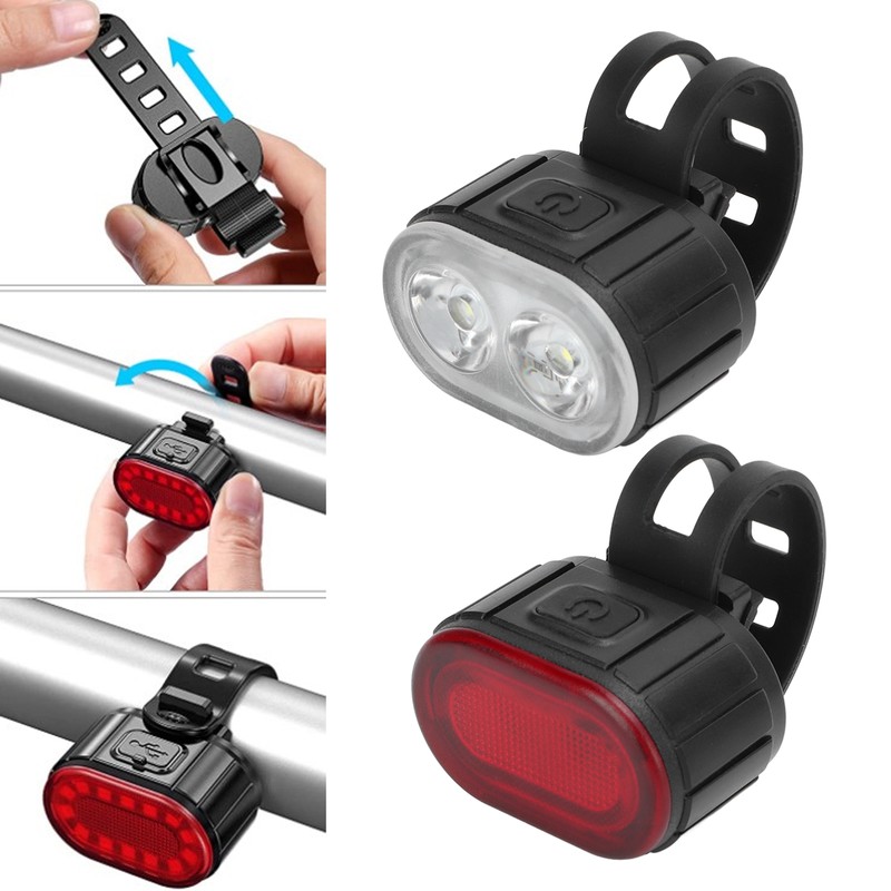 Bike Light Front and Back USB Rechargeable Bicycle Headlight Tail