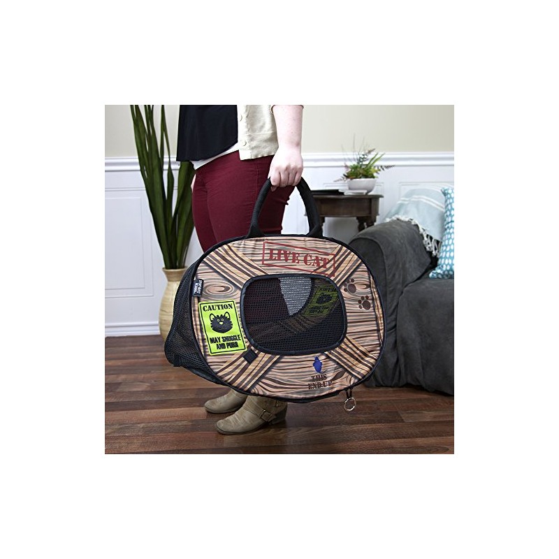 SportPet Designs Cat Carrier With Zipper Lock- Foldable Travel Cat