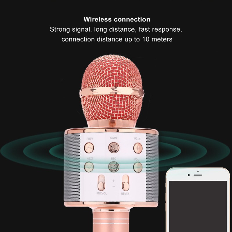 Kids Singing Microphone Portable Handheld Wireless Bluetooth Condenser Mic Speaker