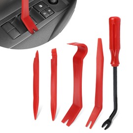 wuyaoyao 5PCS Auto Trim Removal Tool kit, No Scratch Plastic Pry Tool Set, Auto Clip Fastener Remover Pry Tool Set, Fastener Removal Interior Trim Tools for Door Dash Dashboard Panel (Red)