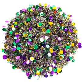 KIMOBER 32.8 Ft Christmas Tinsel Garland,White Metallic Garland with Snowflake for Christmas Tree Xmas Party Decorations