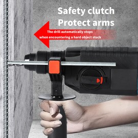 Jadeshay 3 in 1 Electric Hammer Impact Drill Set, Hammer Drill Pickaxe Functions, High-Power 700W Copper Motor, for Wood, Metal, Concrete Drilling Holes, Demolishing