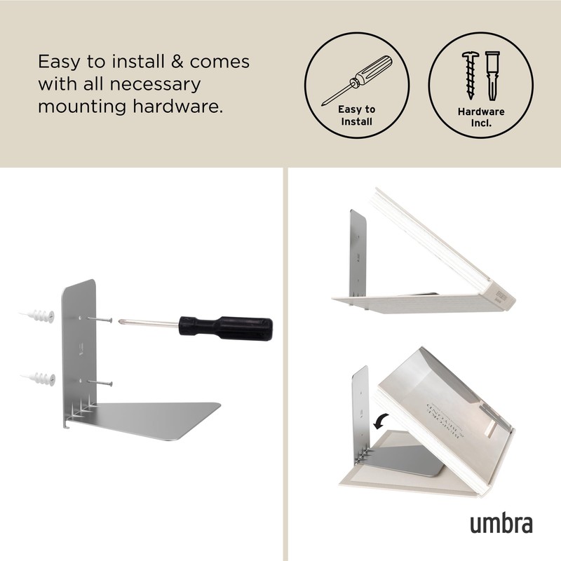 Umbra Conceal, Sturdy Metal Floating Bookshelf for Wall (Set of