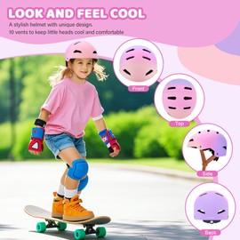 WHALEZON Kids Toddler Girl Bike Helmet Ages 3-5-8-14 Youth, Dual-Certified CPSC ASTM Skateboard Scooter Cycling BMX Skate Helmets Girls (Pink, Purple, Small: 48-54cm/ 19''-21.25'')