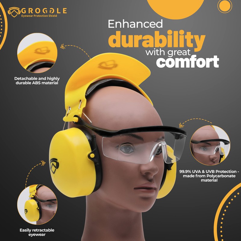 GROGGLE Combinación de protección ocular y oreja, gafas de seguridad