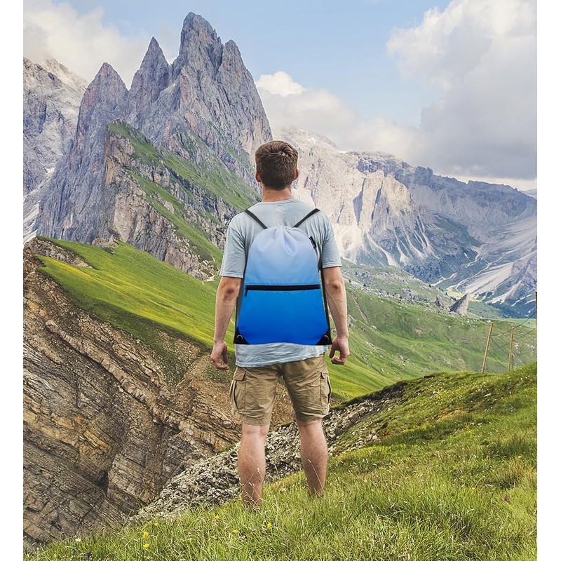 HOLYLUCK Drawstring Backpack Bag Sport Gym Sackpack (gradient blue)