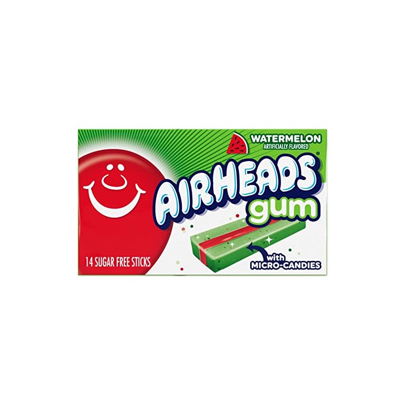 Airheads Chewing Gum, Sugar Free Gum with Micro-Candies, Watermelon Flavor